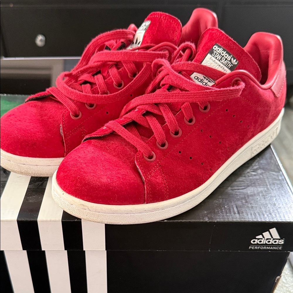 Adidas Vibrant Red Suede Sneakers